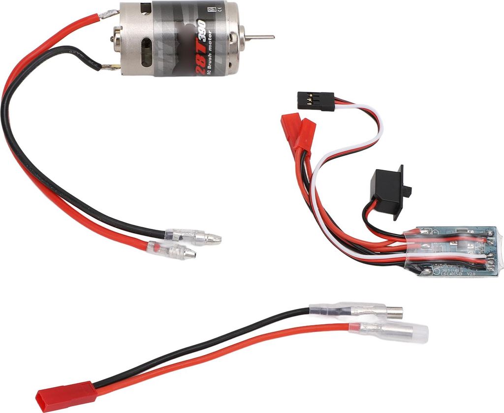 RC Brushed Motor ESC Set 28T 390 Brushed Motor mit 30A Brushed ESC JST Buchse auf 4.0mm Buchse Adapterkabel für 1/16 1/18 RC Auto Boot
