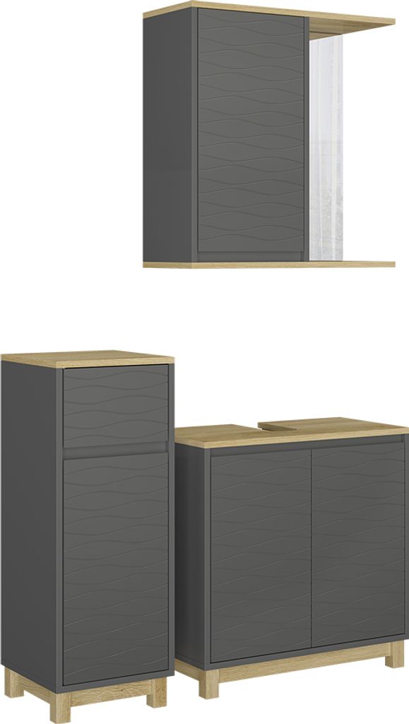 Koupelnový nábytek Vicco Livia Antracit/dub 3 kusy, s midi Obrázek produktu 