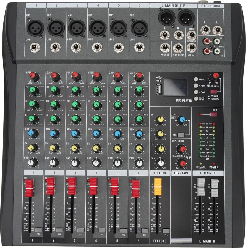 Console de mixage audio 6 pistes Bluetooth pour Home Studio et DJ Set Pro