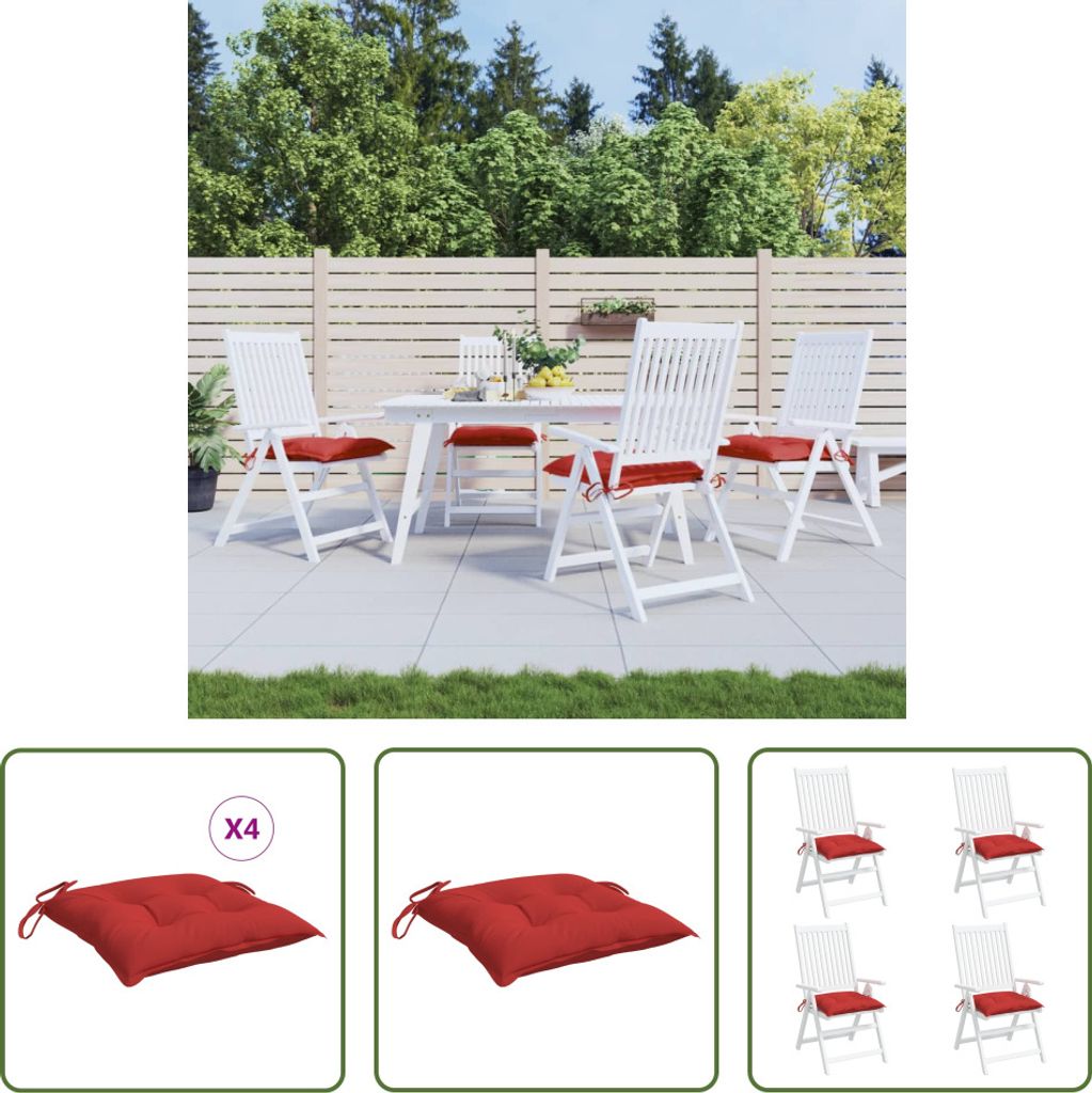 The Living Store Palettenkissen 4 Stk. Rot 50x50x7 cm Oxford-Gewebe