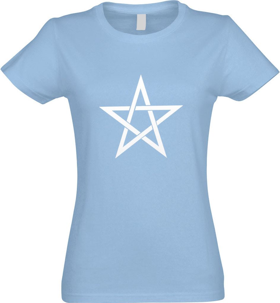 Kiwistar - T-Shirt tailliert - Damen - himmelblau - Pentagramm Motiv 2 - mit Motiv Bedruckt - Funshirt Design - Sport - Freizeit - Damen - XXL
