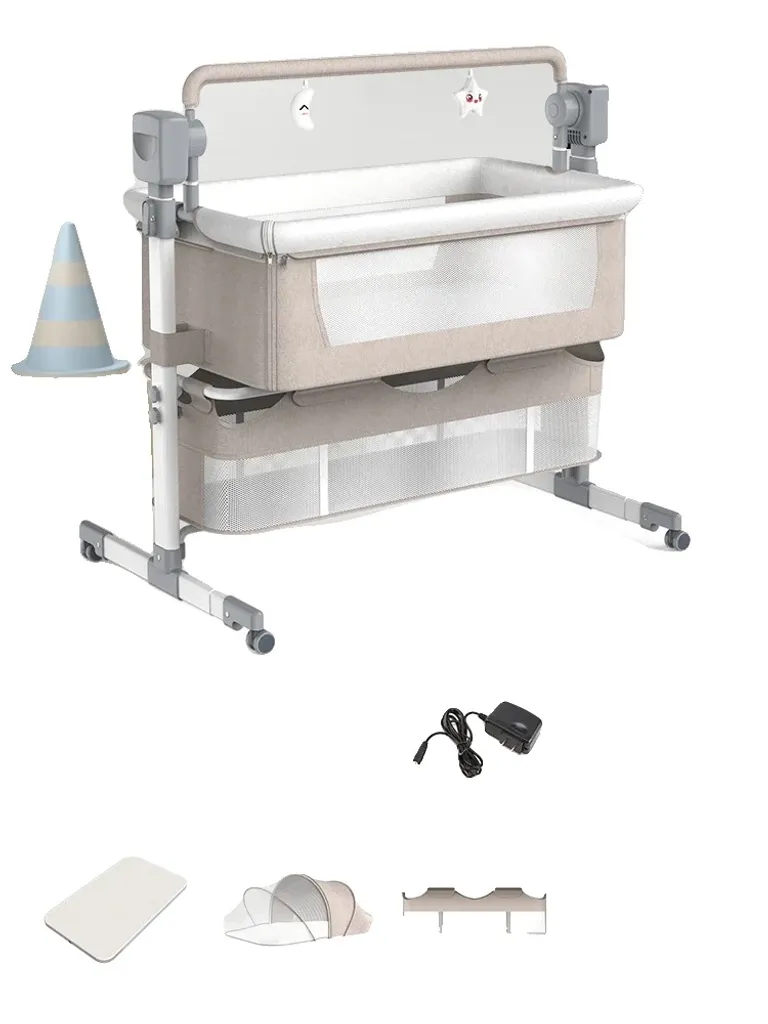 Lit bébé avec moustiquaire amovible et structure légère pliable noire