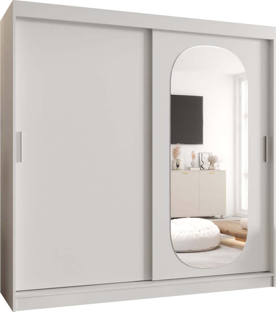 MEBLE KRYSPOL ROYAL 200 Kleiderschrank mit zwei Schiebetüren für Schlafzimmer – moderner Aufbewahrungsschrank mit Kleiderstange und Regalen –...