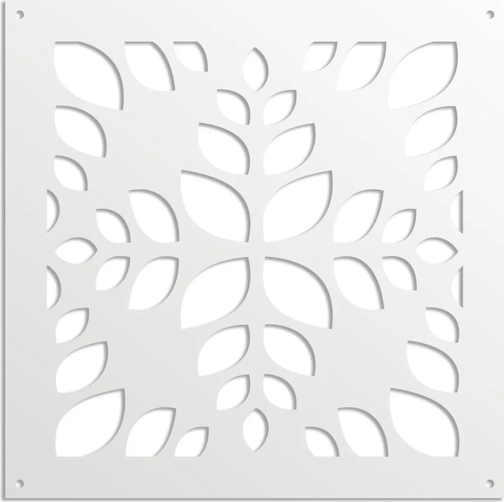 LEAVES - Pannello in PVC traforato - Parasole 48x48 cm bianco