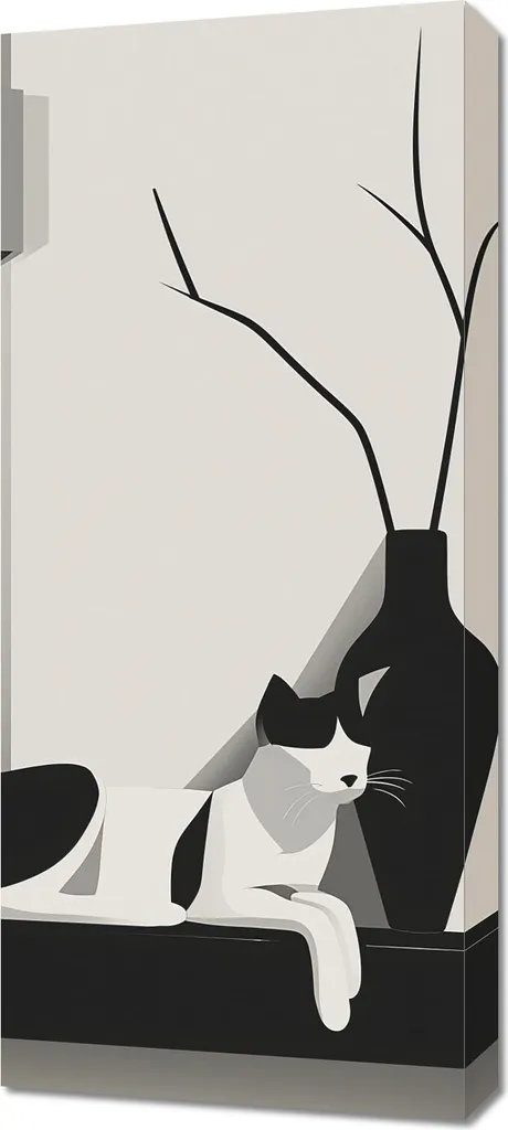 Quadro Gatto Toni Grigio 40x90 cm - Design Scandinavo per Interni