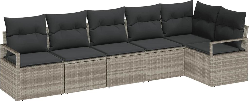 Maison Exclusive - Sofa Set mit Kissen 6 pcs Hellgrau Poly Rattan