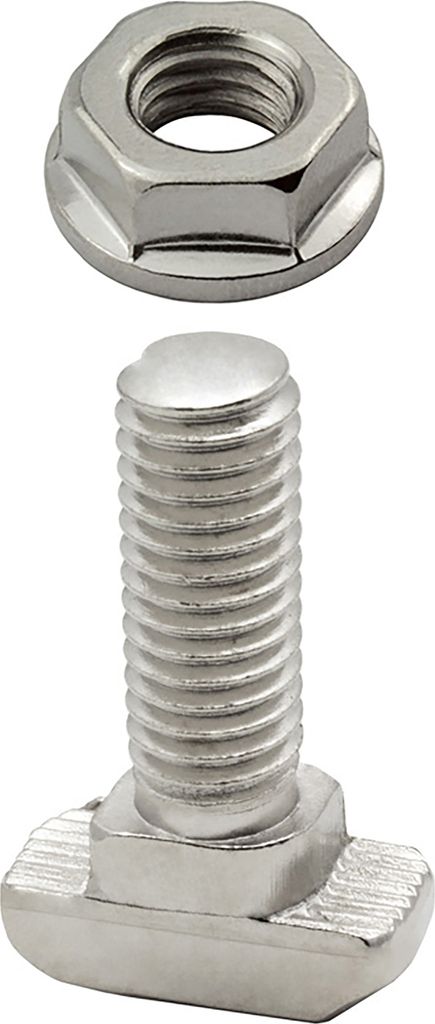 KLAK 40 - Edelstahl Hammerkopfschraube T-Schraube M8 25mm Nut 8 Aluprofil 40-er 10 Stück + Mutter