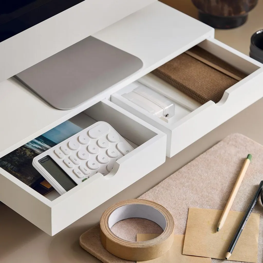 Organiseur de Bureau et Support Écran Blanc pour Posture Ergonomique PC - 3