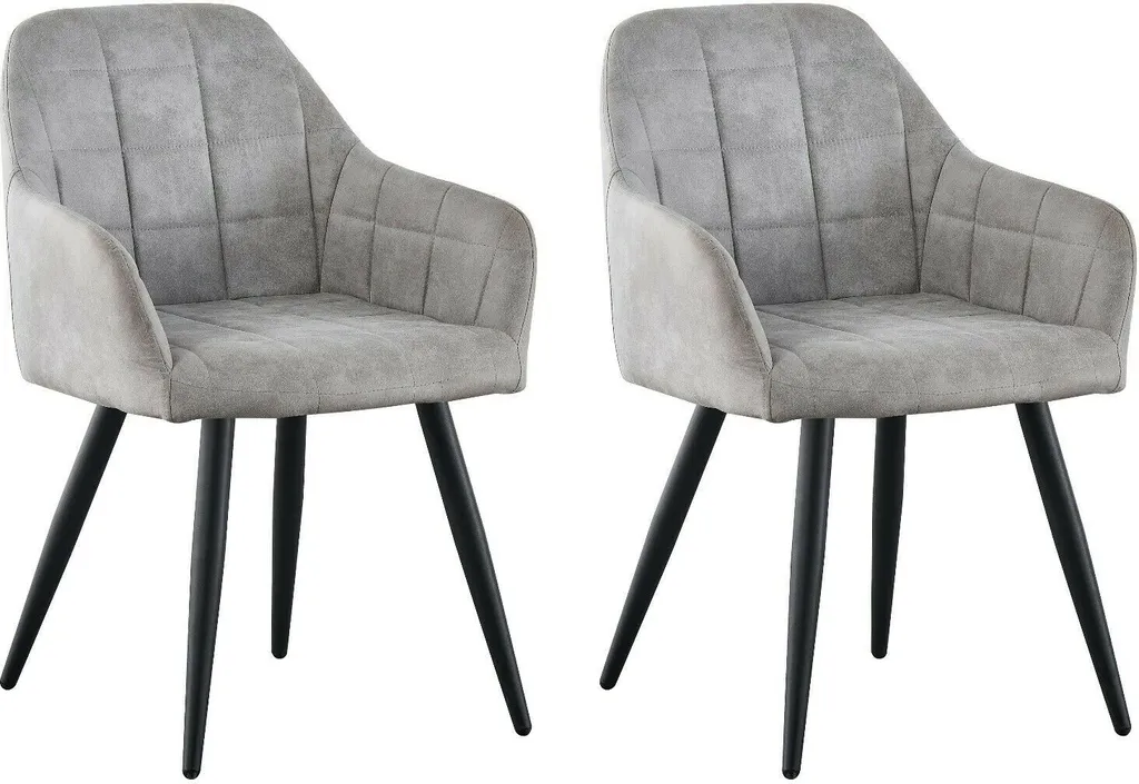 Lot de 2 chaises de cuisine au design moderne Adrian avec pieds en métal noir
