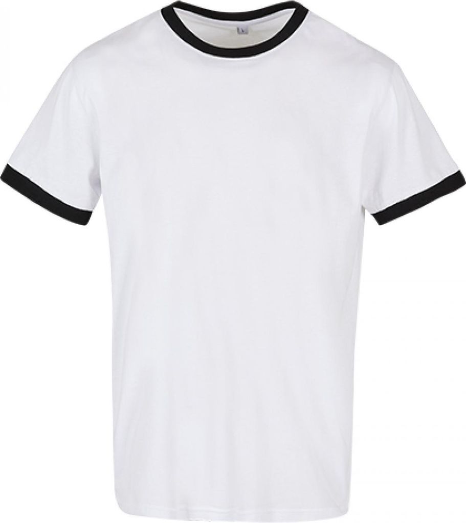 Build Your Brand Basic BB022 | Herren Ringer T-Shirt 30 °C waschbar - Farbe: White/Black - Größe: 4XL
