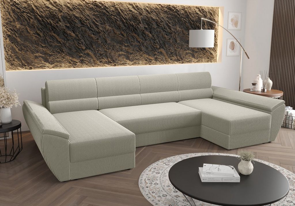 U-förmige Couchgarnitur OPHELIA – Grauweiß
