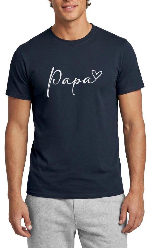 Spreadshirt Papa Handschrift Mit Herz Männer T-Shirt, 4XL, Navy
