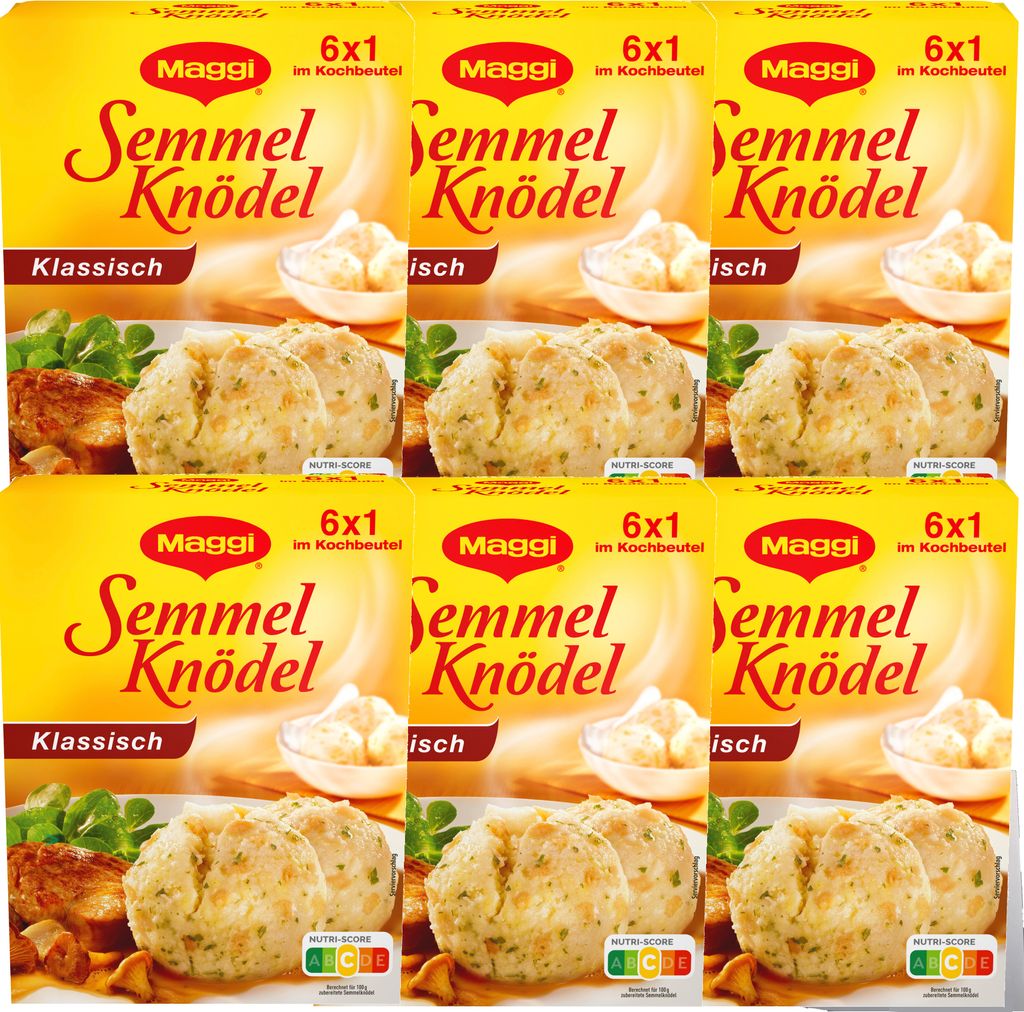 Maggi Semmel Knödel Klassisch Semmelknödel in Kochbeuteln 6er Pack (6x200g) + usy Block
