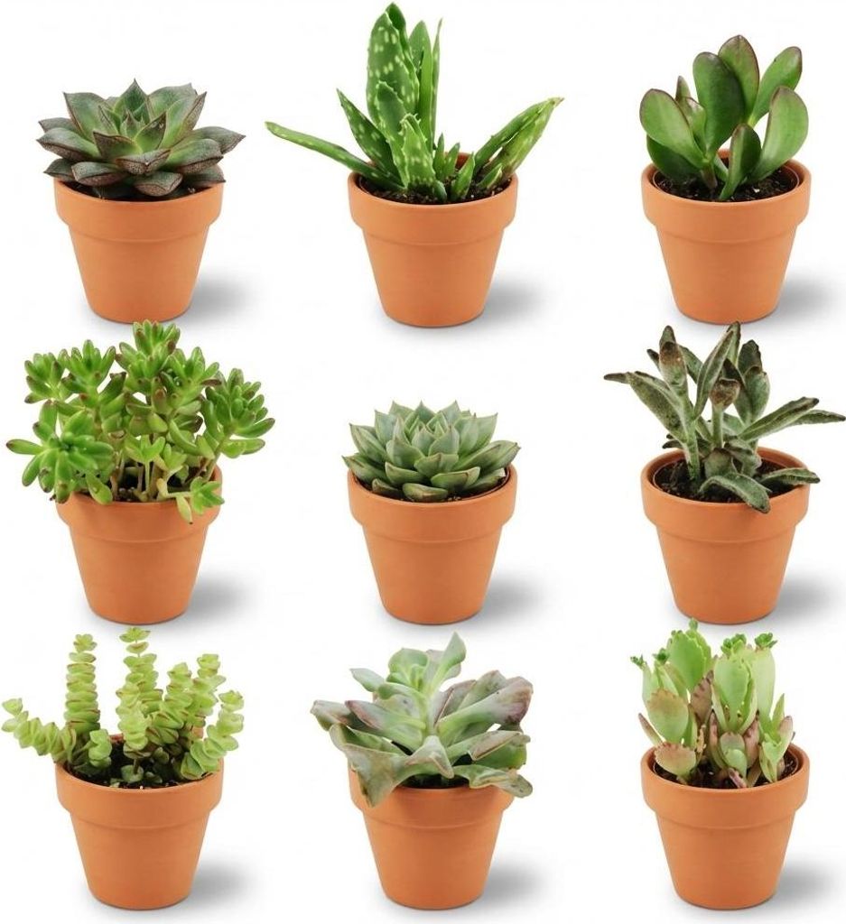 Mini Sukkulenten Mix pflegeleicht Zimmerpflanzen 9 Pflanzen Ø8,1cm 5-10cm Deko