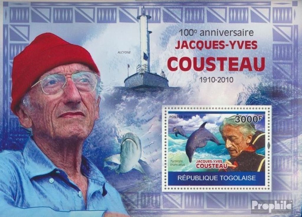 Briefmarken Togo 2010 Mi Block 516 (kompl. Ausgabe) postfrisch Jacques-Yves Cousteau (1910-1997)