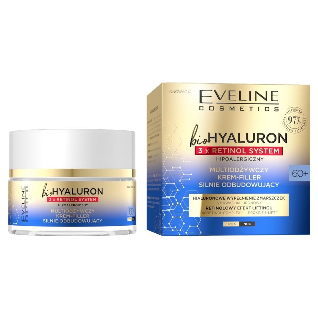 Eveline Bio Hyaluron Multi Nourishing Face Cream Filler 60+ with 3x Retinol System