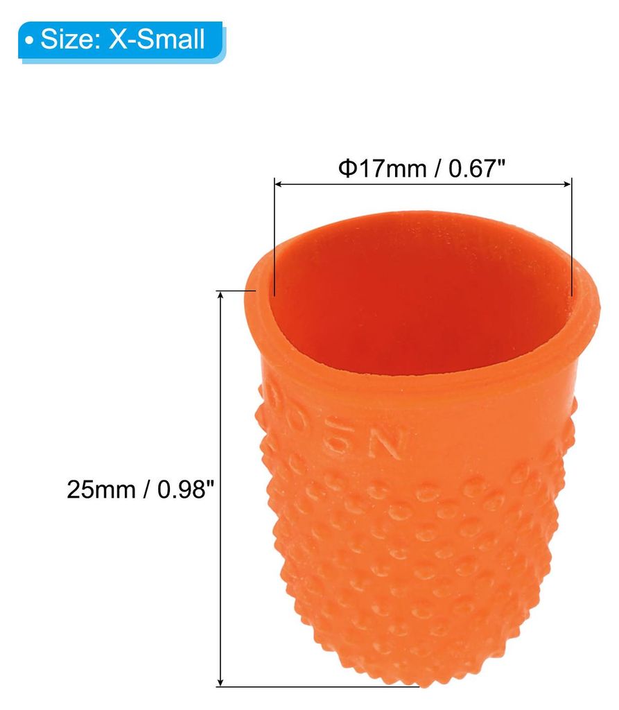 0.67" 10Pack Gummi Fingerspitze Silikon Daumen Fingerkuppen Schutz Abdeckungen Schutzpolster Fingerhut Griffe fš¹r Bš¹ro Z?hlen N?hen Orange XS...