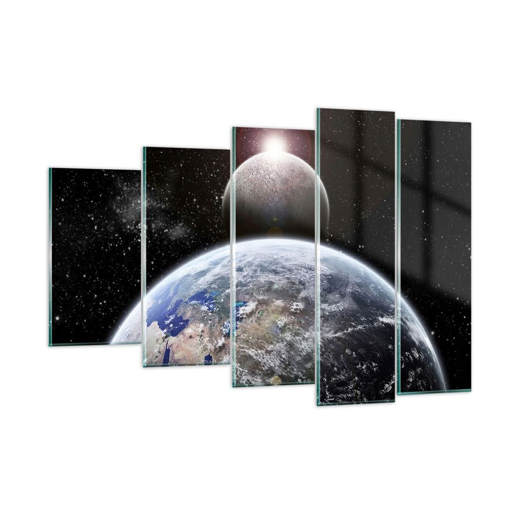 Bilder auf glas - Apokalypse Meteorit Sterne Planet - 150x100cm - Glasbilder - Wandbilder - Kunstdruck - Wanddekoration aus Glas - Glas Bilder - Wa...