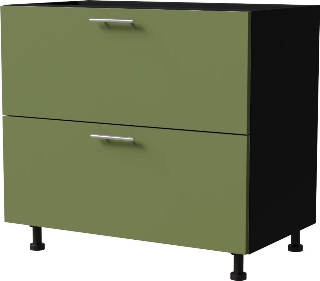 Schubladenunterschrank BRERRA 90x82cm lackiert Ausführung wählbar BR-D2 - 90,RAL 6025 farngrün Matt,schwarz,Blum Metabox (Teilauszug)