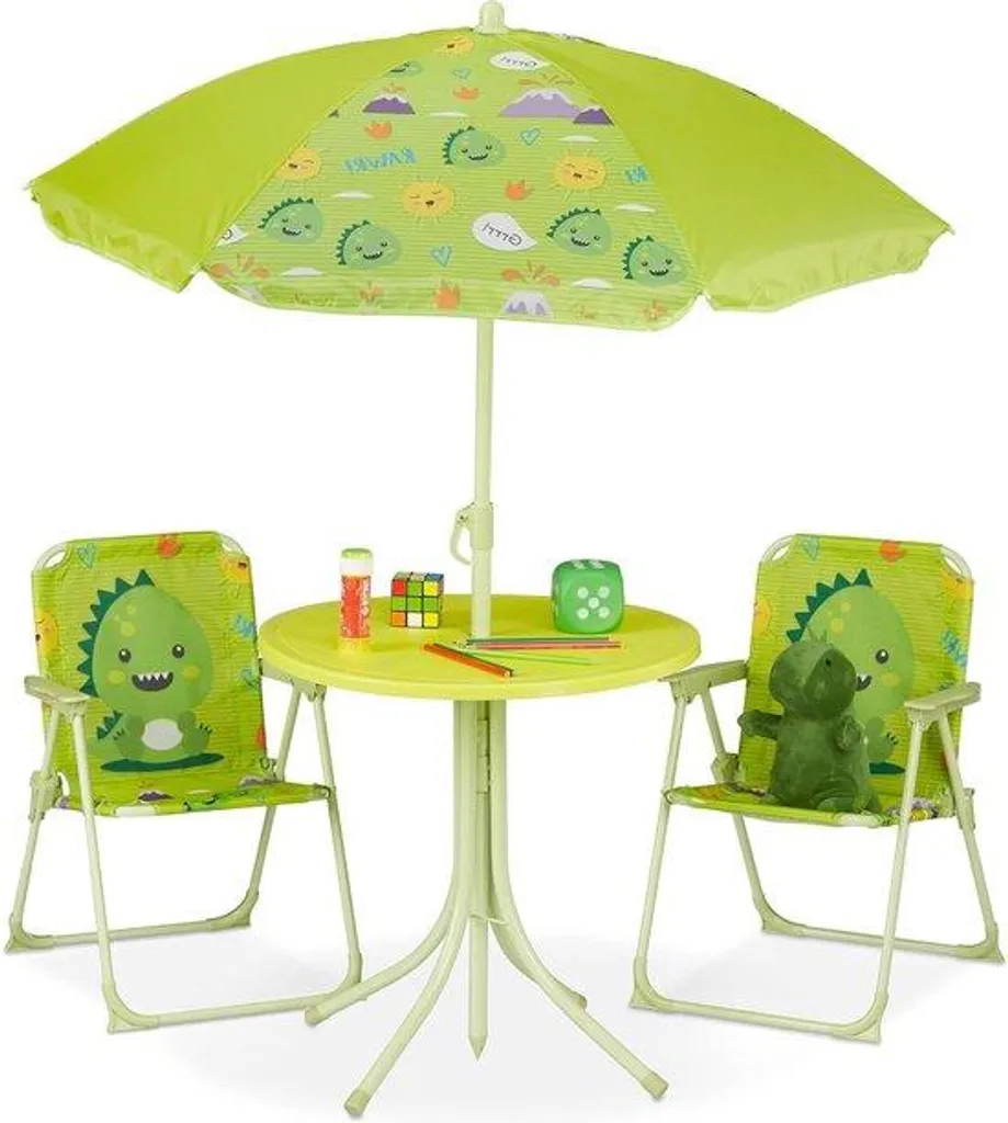 Table de jardin enfant avec parasol vert - Protection UV et confort