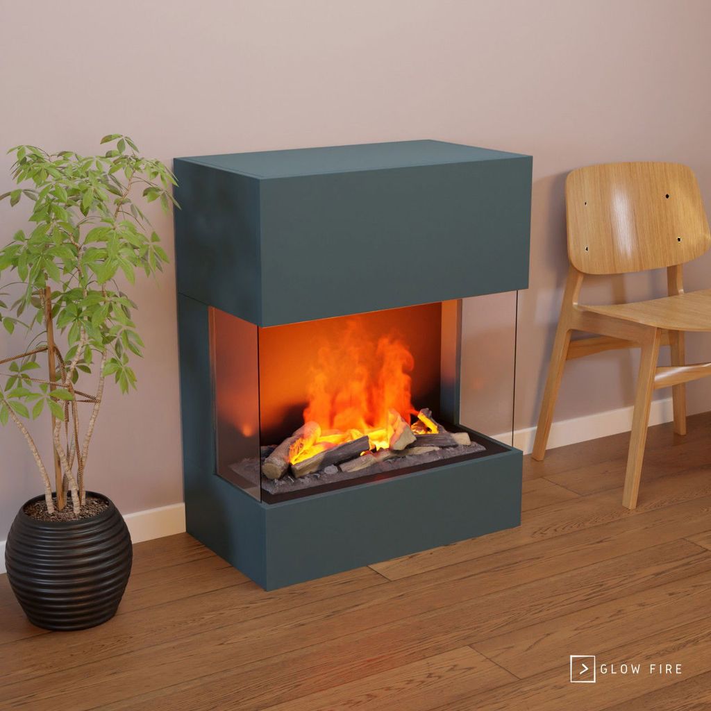 GLOW FIRE Elektrokamin 'Kästner' Multicolor| Wasserdampf Kamin mit OMC 600 inkl. Deluxe Echtholz in weiß | HxBxT: 89x70x40 cm