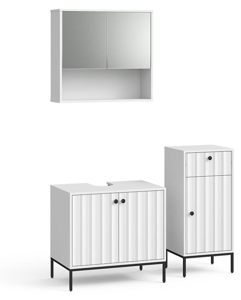 Badmöbel-Set Vicco Eliza Weiß Riffel 3 Teile, Model 59879