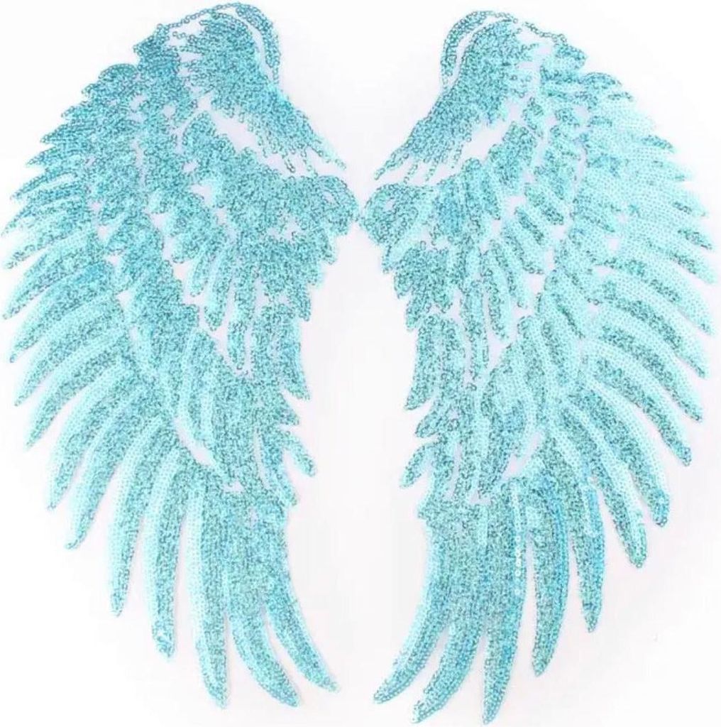 Wing Angel Paillette Wings XXL-Emblem-Patch-Set zum Aufbügeln, Hellblau