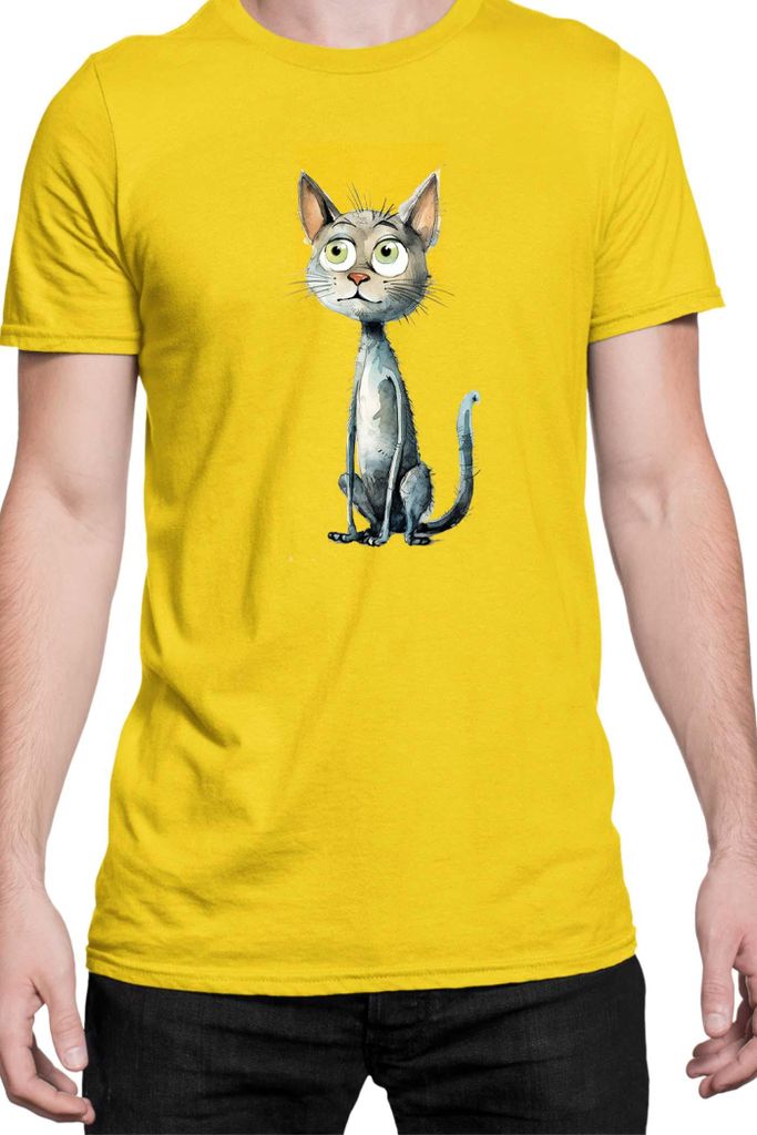 Herren T-Shirt Funny Cats Breeds European Shorthair Cat, Man 3XL / Gelb
