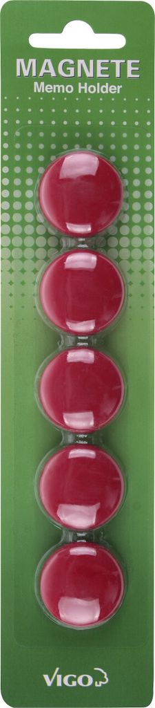 Vigo Magnete für Magnettafeln 5er Pack, rot, rund