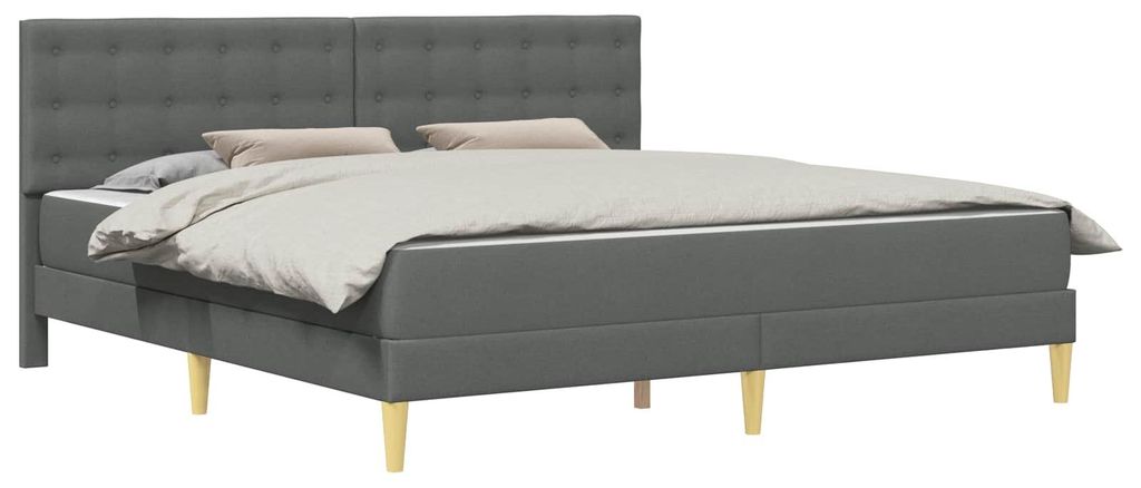 Bettgestell mit Matratze Dunkelgrau 200 x 200 cm Stoff