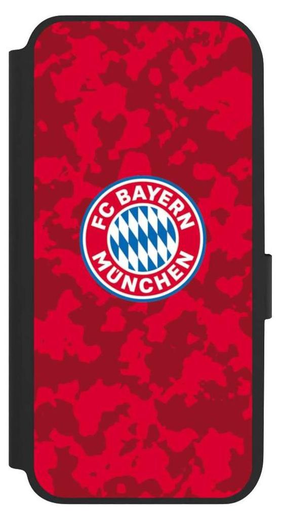NIVOCASE Klapphülle für Samsung Galaxy A14 5G Handyhülle aus Kunst Leder NIVOflip schwarz FC Bayern München Camouflage FCB