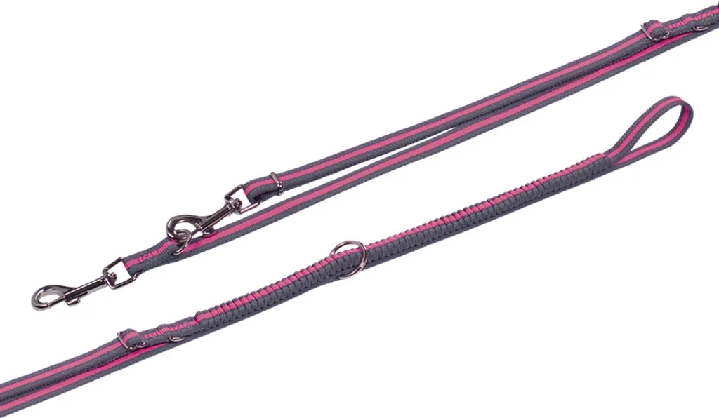 Laisse pour chien multi-positions Nobby Variado rose de 25 mm de large