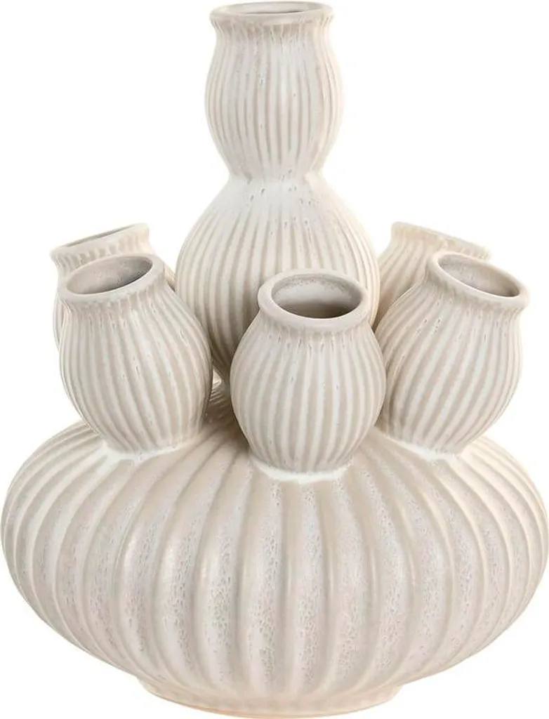 Grand Vase Décoratif en Céramique Crème 35cm Style Méditerranéen Chic