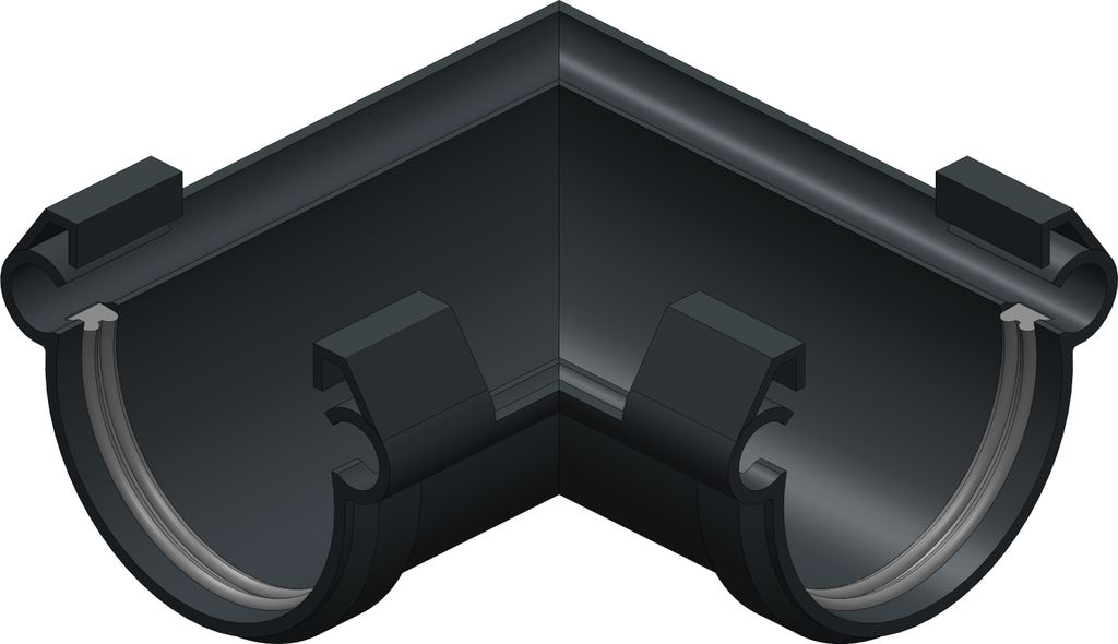 Dachrinne Halbrund 60mm Einzelteile | Außenecke Innenecke Produktbild 