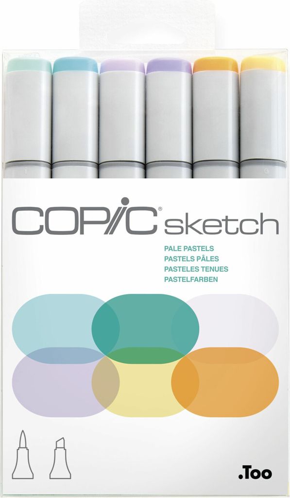 Copic Sketch Set Grafikmarker - Pale Pastels - Nachfüllbar mit Copic Ink - 6Stk