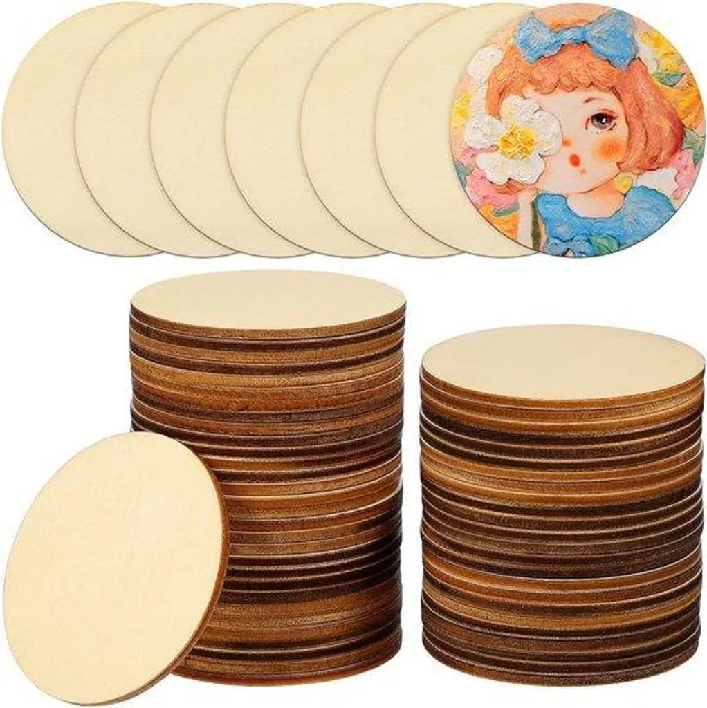50 Rondelles de bois 6 cm pour l'artisanat et projets de bricolage DIY