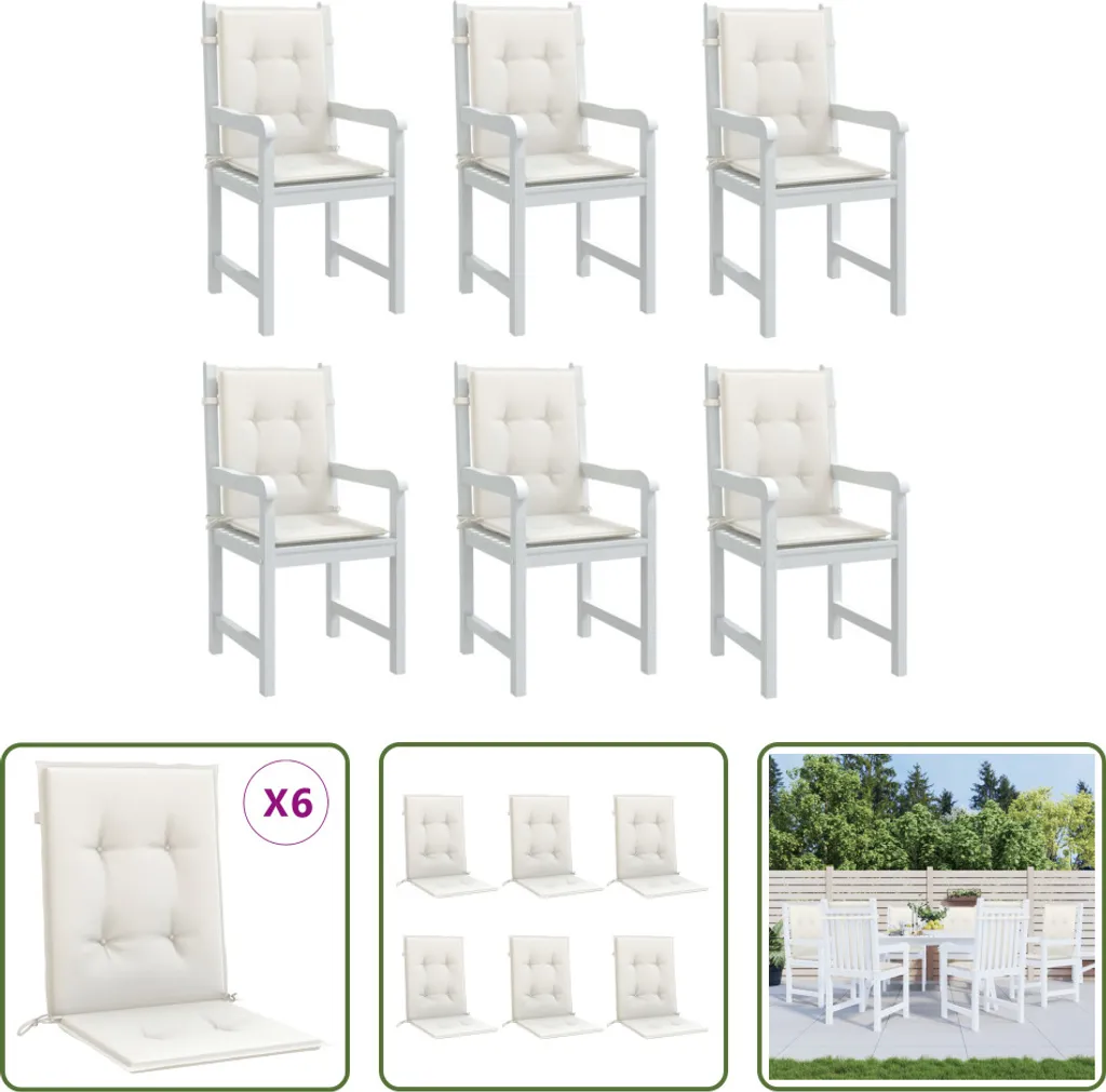 Cuscini Sedie Giardino 6 pz Crema Melange 100x50x4 | Offerta Living Store