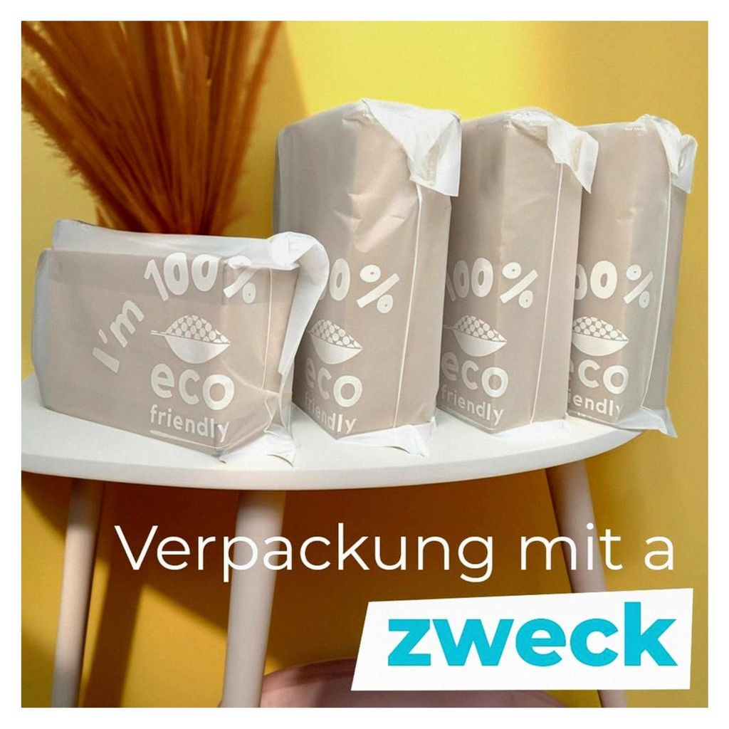 Kompostierbare Polybeutel für Kleidung 18 x 18 cm | Umweltfreundliche Lichtdurchlässige Verpackungsbeutel mit Klebeverschluss | B Corp (50 Stück)