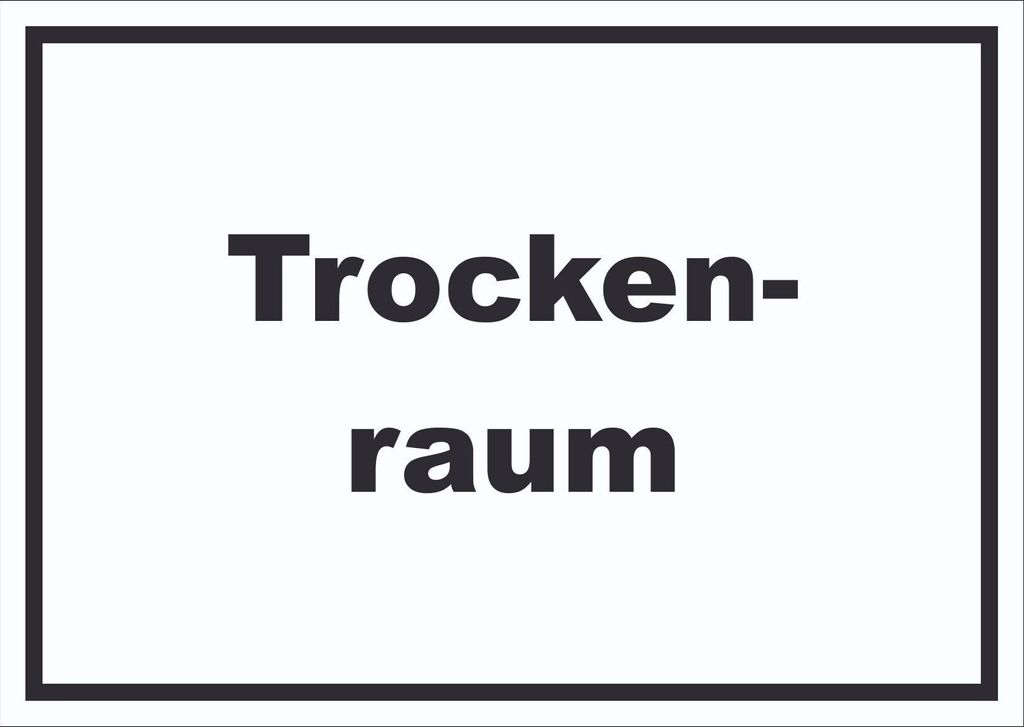 Trockenraum Schild mit Text Wäsche trocknen waagerecht A6 (105x148mm)