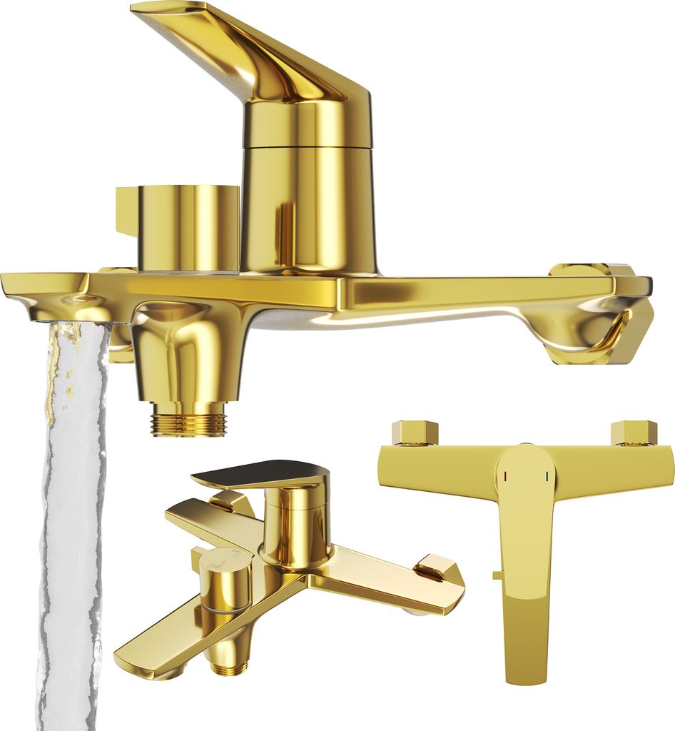 Wannen- Und Brausebatterie Gold Badarmatur Messing Kirchenschiff