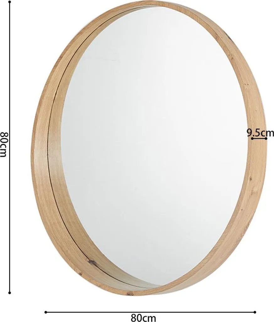 Miroir de bœuf Ria Ø80 cm pour salon ou entrée - Vieux chêne rustique - 6