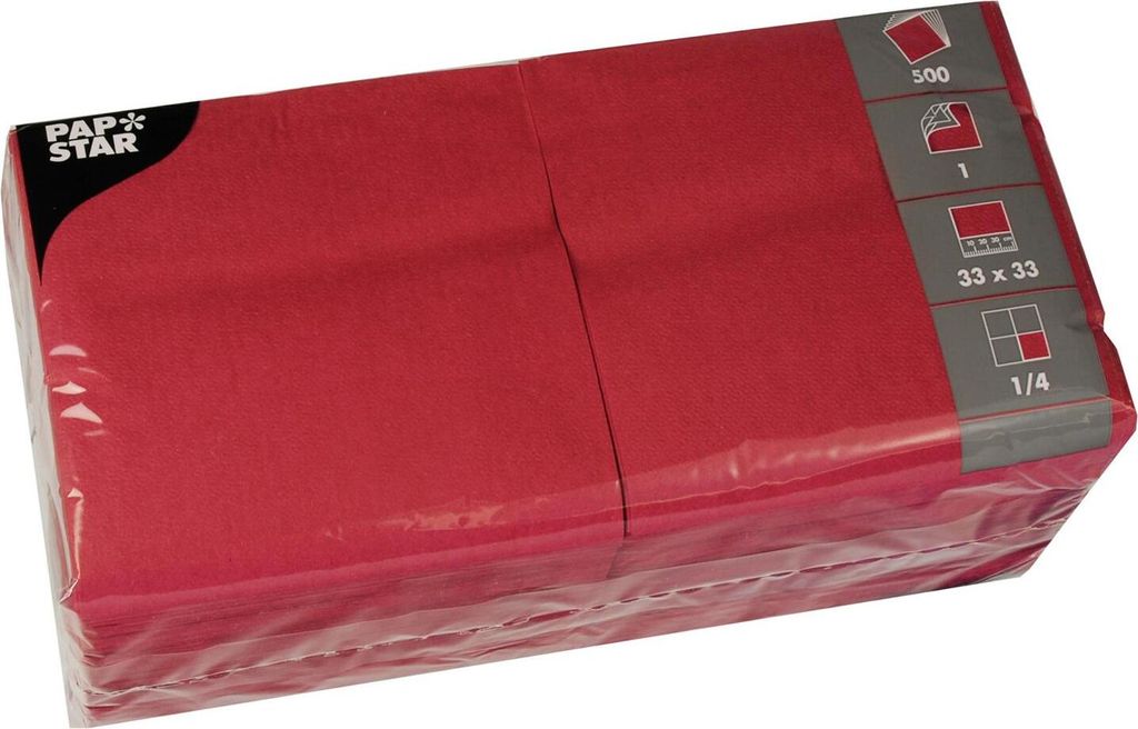 PAPSTAR Servietten 1/4-Falz, 33x33 cm weinrot, ideal für Produktbild 