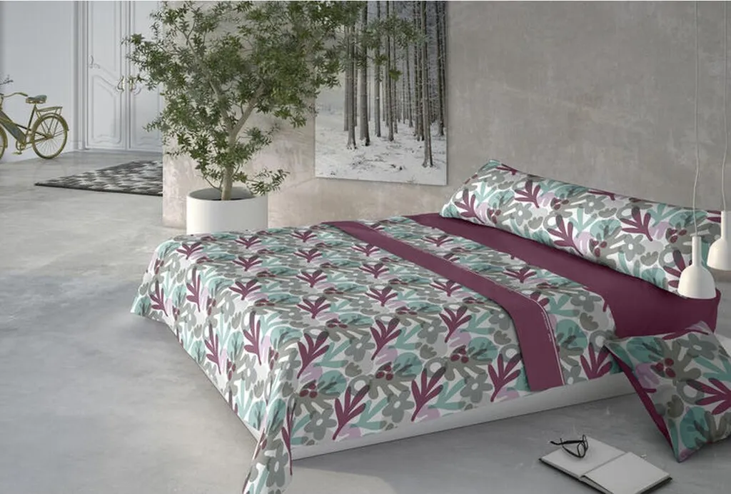 Parure de lit Pierre Cardin Coral Lili Mauve 105 - Ensemble complet luxe