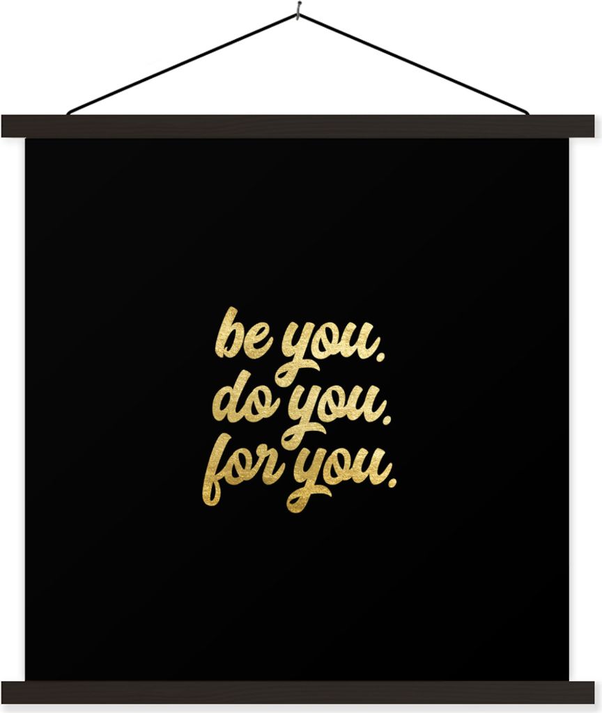 MuchoWow Textilposter Zuversicht - Gold - Schwarz - Zitat 40x40 cm mit schwarzem Rahmen - Fotos