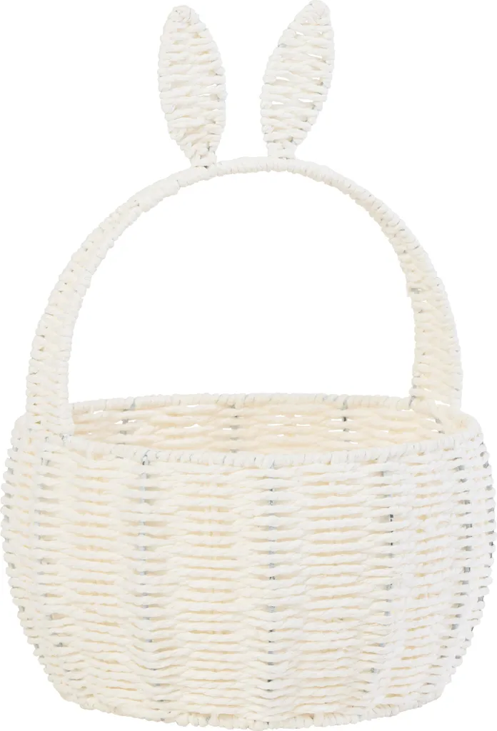 Panier Lapin J-Line Blanc : Solution de Rangement Ludique pour Enfant - Fer