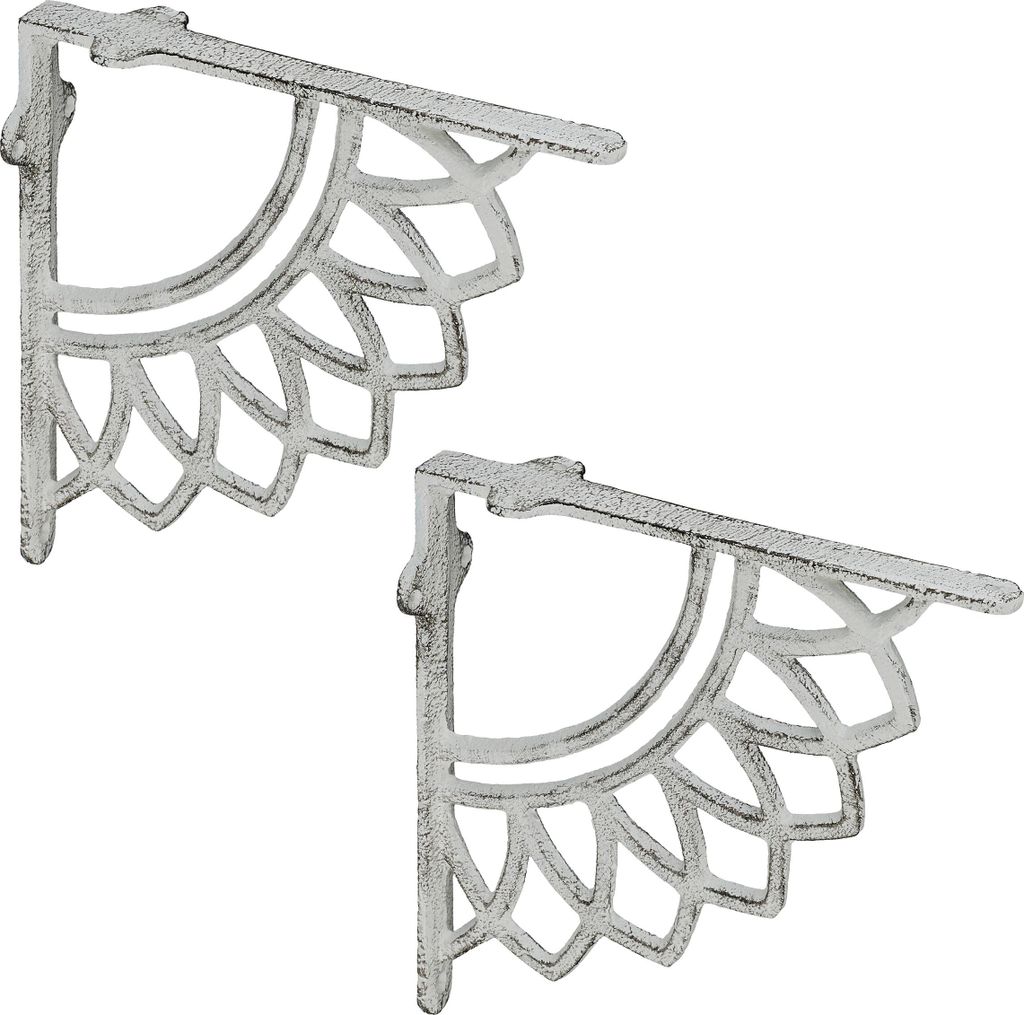 Regalträger - Set von 2 - 19 cm - Gusseisen - Mandala - Weiß