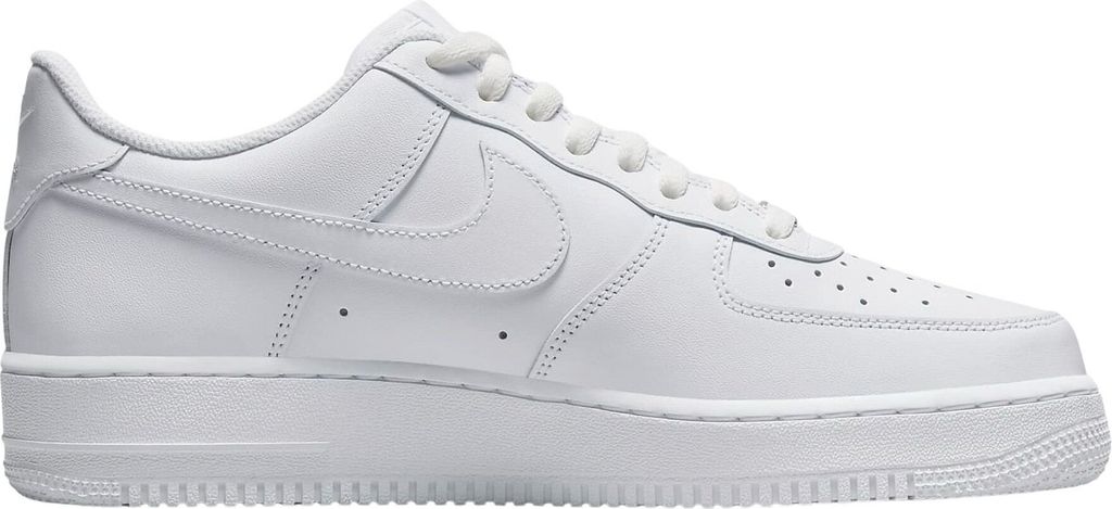 A white Nike Air Force 1 '07 sneaker is shown against a white background.