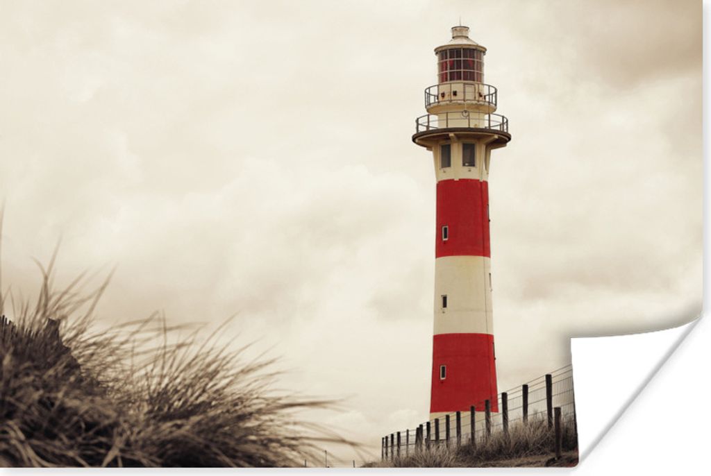 MuchoWow Poster Leuchtturm Sepia-Fotodruck 30x20 cm - Plakate - Print