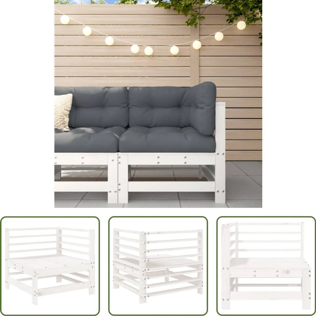 Divano Esterno Angolare Bianco in Legno di Pino | Arredo Giardino Minimal