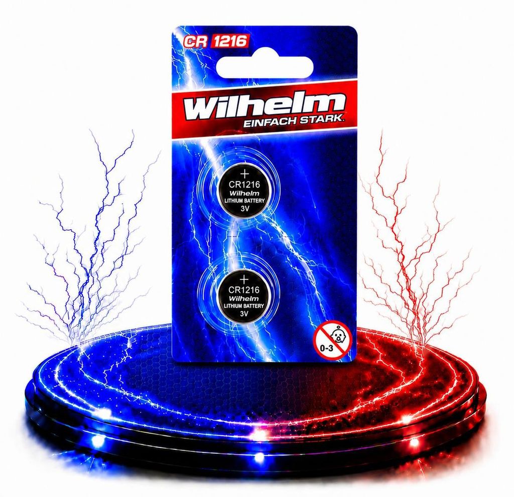 2 x CR1216 WILHELM Lithium Knopfzelle 3V 26 mAh ø12 x 1,6 Produktbild 